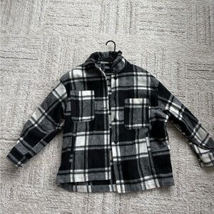 Zara Monochrome Checkered Button Down Shirt Flannel